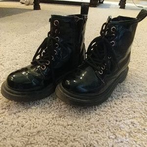 Girls black combat boots